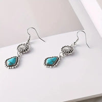 Silver Plated Alloy Faux Turquoise Earrings w/Leverback Wires