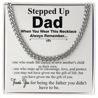 Stepped Up Dad: Heavy Stainless Steel Curb Chain Necklace & Card