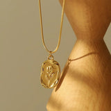 18kt Gold-Plated Stainless Steel Tulip Pendant w/Adjustable Stainless Snake Chain