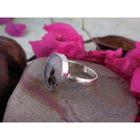 Dendritic Agate Sterling Silver Ring – Size 9.5