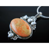 Italian Coral & Freshwater Pearl Sterling Silver Pendant/Necklace