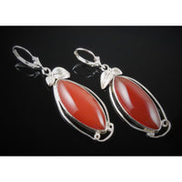 Carnelian Sterling Silver Leaf Earrings