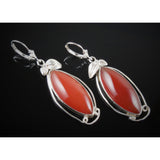 Carnelian Sterling Silver Leaf Earrings