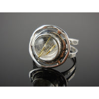 Golden Rutilated Quartz Sterling Silver Ring – Size 8.0
