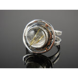 Golden Rutilated Quartz Sterling Silver Ring – Size 8.0