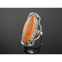 Italian Coral Sterling Silver Ring – Size 9.0