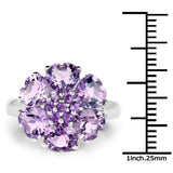Amethyst Quartz Heart-Shaped Petals .925 Ring