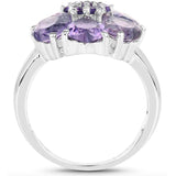 Amethyst Quartz Heart-Shaped Petals .925 Ring