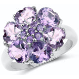 Amethyst Quartz Heart-Shaped Petals .925 Ring