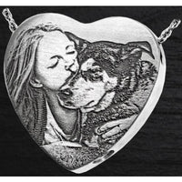 Personalized 3D Photo Heart Chamber Pendant/Necklace - Plain Back - Stainless Steel