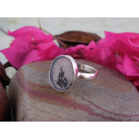 Dendritic Agate Sterling Silver Ring – Size 9.5