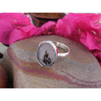 Dendritic Agate Sterling Silver Ring – Size 9.5