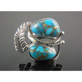 Turquoise Sterling Silver Leaf Ring – Size 7.50