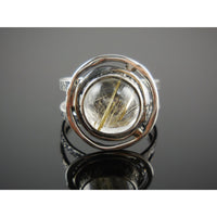 Golden Rutilated Quartz Sterling Silver Ring – Size 8.0