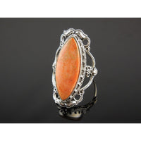 Italian Coral Sterling Silver Ring – Size 9.0