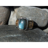 Labradorite Sterling Silver Bi-Color Spin Ring – Size 6.5