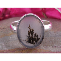 Dendritic Agate Sterling Silver Ring – Size 9.5