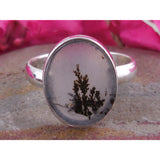 Dendritic Agate Sterling Silver Ring – Size 9.5