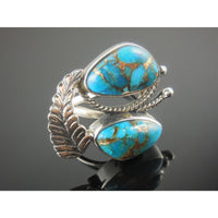 Turquoise Sterling Silver Leaf Ring – Size 7.50
