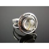 Golden Rutilated Quartz Sterling Silver Ring – Size 8.0