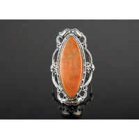Italian Coral Sterling Silver Ring – Size 9.0