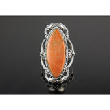 Italian Coral Sterling Silver Ring – Size 9.0