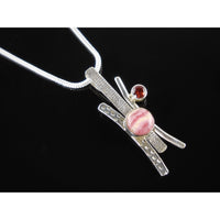 Rhodochrosite & Garnet Sterling Silver Pendant/Necklace