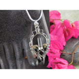 Smoky Topaz & Crystal & Herkimer Diamond (Quartz) Sterling Silver Pendant/Necklace
