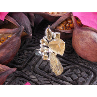 Citrine & Golden Rutilated Quartz Sterling Silver Ring - Size 8