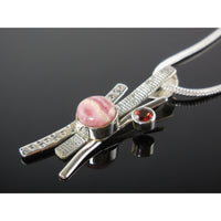 Rhodochrosite & Garnet Sterling Silver Pendant/Necklace