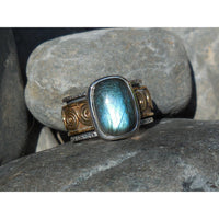 Labradorite Sterling Silver Bi-Color Spin Ring – Size 6.5