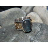 Labradorite Sterling Silver Bi-Color Spin Ring – Size 6.5