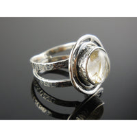 Golden Rutilated Quartz Sterling Silver Ring – Size 8.0