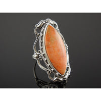 Italian Coral Sterling Silver Ring – Size 9.0