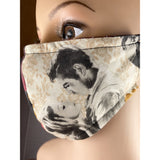 Handsewn Face Cover with Filter Pocket, Bendable Nose Wire, and Adjustable Elastic - Gone With The Wind - Scarlett & Rhett - 5 Sizes
