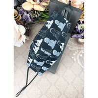 Handsewn Face Cover with Filter Pocket, Bendable Nose Wire, & Adjustable Elastic - Buddha Black - 5 Sizes