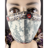 Handsewn Face Cover with Filter Pocket, Bendable Nose Wire, & Adjustable Elastic - US Marine Corps Camouflage - 5 Sizes