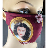 Handsewn Face Cover with Filter Pocket, Bendable Nose Wire, and Adjustable Elastic - Gone With The Wind - Scarlett & Rhett II - 5 Sizes