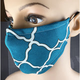 Handsewn Face Cover with Filter Pocket and Bendable Nose Wire - Teal - 5 Sizes