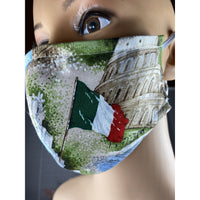 Handsewn Face Cover with Filter Pocket, Bendable Nose Wire, and Adjustable Elastic - Venice Italy & Gondola - 5 Sizes