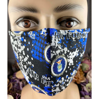 Handsewn Face Cover with Filter Pocket and Bendable Nose Wire - U.S. Air Force Camo - 5 Sizes