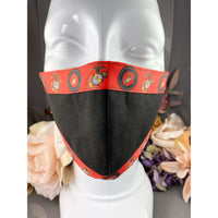 Handsewn Face Cover With Filter Pocket, Bendable Nose Wire, & Adjustable Elastic - United States Marine Corps Themed Ribbon - 5 Sizes