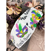 Handsewn Face Cover with Filter Pocket, Bendable Nose Wire, and Adjustable Elastic - New Orleans & Mardi Gras - 5 Sizes