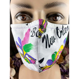 Handsewn Face Cover with Filter Pocket, Bendable Nose Wire, and Adjustable Elastic - New Orleans & Mardi Gras - 5 Sizes