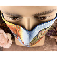 Handsewn Face Cover with Filter Pocket, Bendable Nose Wire, & Adjustable Elastic- California San Francisco Napa Valley - 5 Sizes