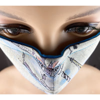 Handsewn Face Cover with Filter Pocket & Bendable Nose Wire - Tres Chic European Traveler-Rome Venice Paris - 5 Sizes