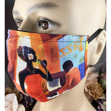 Handsewn Face Cover with Filter Pocket, Bendable Nose Wire, & Adjustable Elastic - Apollo Theater Jazz Club - Scene A - 5 Sizes