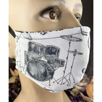 Handsewn Face Cover with Filter Pocket, Bendable Nose Wire, & Adjustable Elastic - Music Lover - 5 Sizes