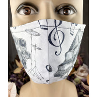 Handsewn Face Cover with Filter Pocket, Bendable Nose Wire, & Adjustable Elastic - Music Lover - 5 Sizes