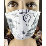 Handsewn Face Cover with Filter Pocket, Bendable Nose Wire, & Adjustable Elastic - Music Lover - 5 Sizes